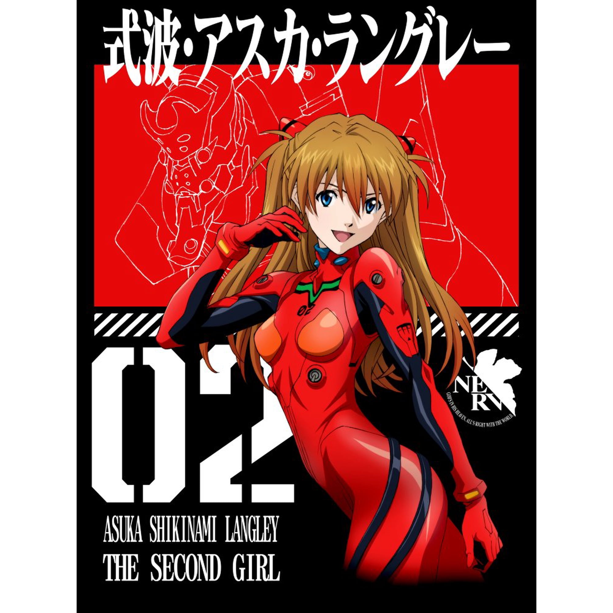 Asuka Shikinami Langley Neon Genesis Evangelion Anime Character Men's Black  Hoodie- 3XL - Walmart.com