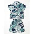 thumbnail image 5 of Haitryli Toddler Baby Boys Hawaiian Outfits Printed Short Sleeve Shirts with Shorts Set Green 110/XL, 5 of 7