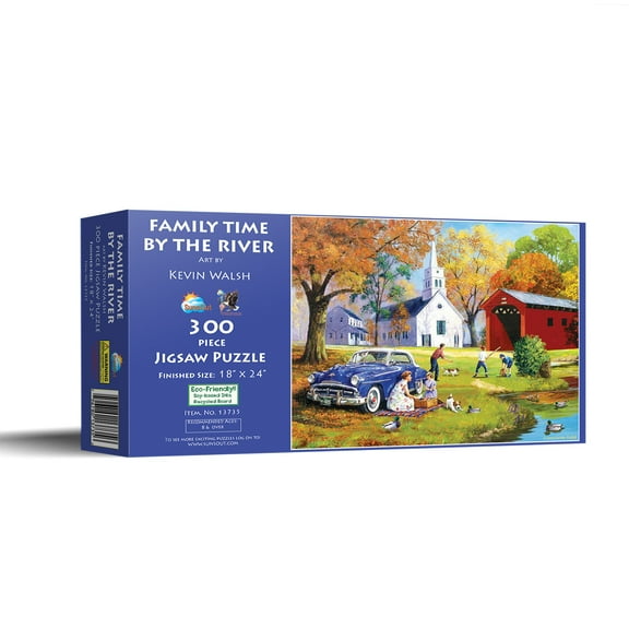 SUNSOUT INC - Family Time by the River - 300 pc Jigsaw Puzzle by Artist: Kevin Walsh - Finished Size 18" x 24" - MPN# 13735
