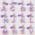 thumbnail image 2 of Llavero con 26 letras en inglés de estilo europeo y americano de moda, colgante con borlas y letras de piedra de color epoxi de cristal, 2 of 6