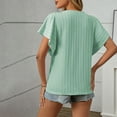 thumbnail image 4 of Shirts for Women Short Sleeve Ruffle Hem Round Neck Blouse Casual Summer Top Green XXL, 4 of 5
