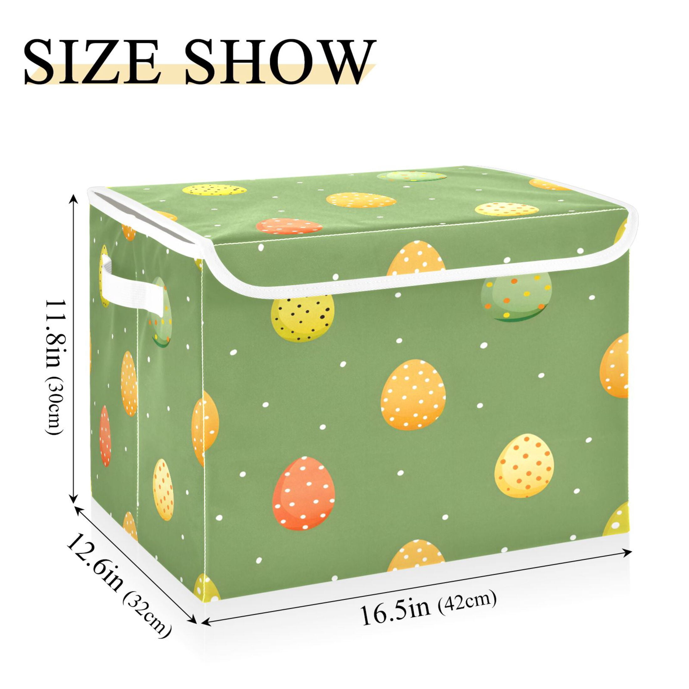 Ryvnso Eggs Easter Polka Dots Large Lidded Foldable Storage Baskets Cubes Boxes Lids Bin for Home
