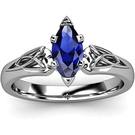 beryl_creation 2.00Ct Marquise Cut Blue Sapphire Solitaire Wedding Engagement Ring 14K White Gold Plated 925 Sterling Silver-6.5