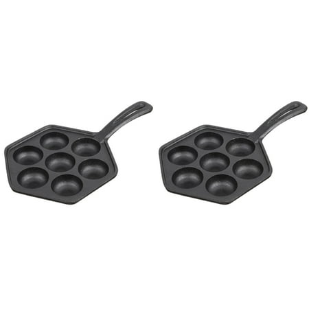

2X Cast Iron StuffedPancake Pan Munk/Aebleskiver House Cast Iron Griddle for Various Spherical Food