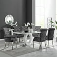 thumbnail image 3 of Foredo Upholstered Dining Chairs with Arms, Modern Velvet Dining Chairs with Metal Legs and Button Tufted Back, Velvet Dark Gray, 3 of 9
