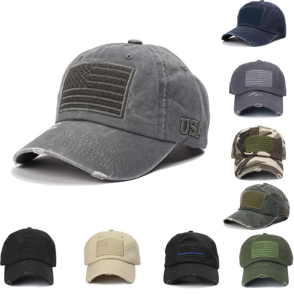 Helii American Flag Baseball Cap for Men & Women Adjustable Fitted Strap Closure,Sun Hat Fashion Trucker Cap for Running Workouts and Outdoor Activities All Seasons