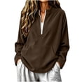thumbnail image 2 of Lutiedan Oversized Sweatshirt for Women Half Zip Long Sleeve Corduroy Sweatshirt Fall Casual Pullover Shirts with Pocket S-XXL, 2 of 7