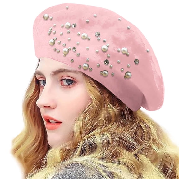 Hats for Women Pearl Pumpkin Warm Winter Fashion Artist Beret Cap