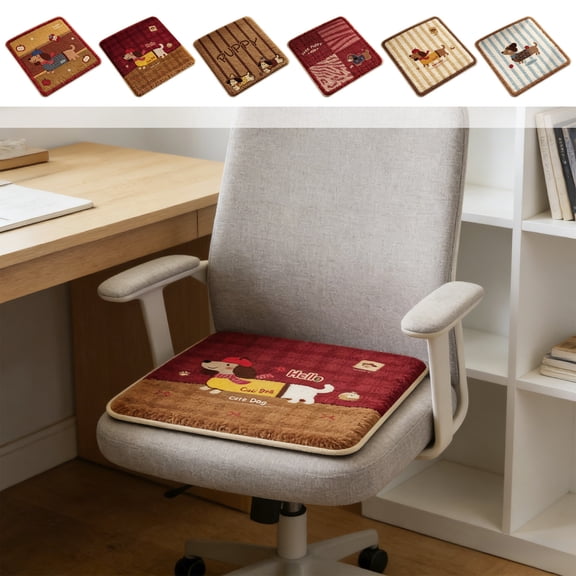 RKSTN Cute Puppy Seat Cushions for Dining Chairs, Kitchen Chair Cushions, Chair Pads with Ties and Non Slip Backing, Tufted Memory Foam Seat Cushion, 13.77"x13.77"