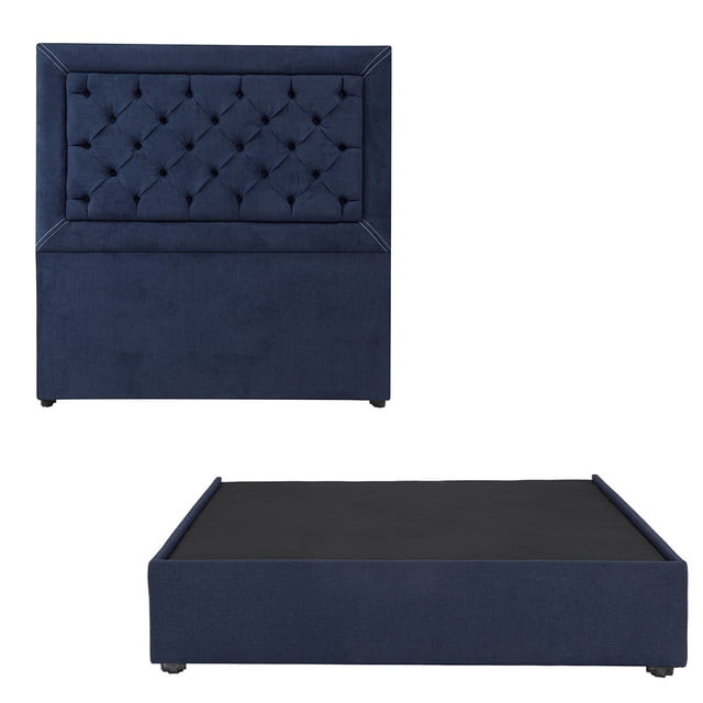 Base Cama Individual + Cabecera Mary Dicasa Azul Marino