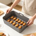 thumbnail image 5 of Reusable Silicone Air Fryer Liners Rectangle Non Stick Baking Basket Tray with Handles for Kitchen Oven Microwave and Meal Prep, 5 of 5
