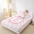 thumbnail image 3 of Feelyou Rose E Initial Queen Sheet Sets for Girls Kids, Reteo Princess Bow Bed Set, Pink White, 4 Pieces, 3 of 5