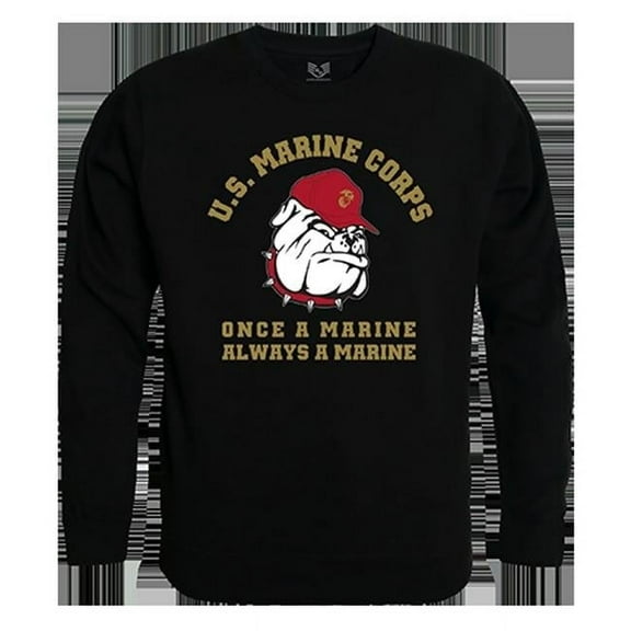 USMC Dog Graphic Crewneck Sweatshirt, Black - Medium