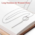 thumbnail image 6 of FOCALOOK Lariat Y Necklace Long Necklace for Women Vertical Bar Looped Adjustable Silver Jewelry Chain Drop Necklace, 6 of 10