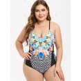 thumbnail image 2 of Más el tamaño de la geometría de una pieza del traje de baño Rosegal Camisetas sin mangas de talla grande, 2 of 5