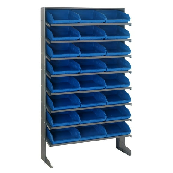 Quantum Storage Systems Shelving Unit, Solid, Slopped in Carbon Steel Material, Gray Color
