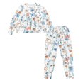 thumbnail image 4 of SCRAWLGOD Floral Womens Pajamas Long Sleeve Nightwear for Women 2 Piece Outfits Crewneck Fall Pj Set Women Comfortable Women's Pjs with Pockets Size S, 4 of 7