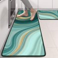 thumbnail image 2 of Kitchen Rugs Sets Of 2,Teal Marble Gold Wave Pattern Anti Fatigue Kitchen Mat Rugs Non Slip Washable,Decorative Kitchen Floor Mats for Kitchen,Sink,Laundry,17"x47"+17"x47", 2 of 5