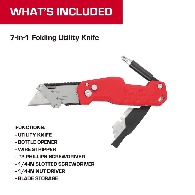 Hyper Tough 7-in-1 Multi-function Lockback Utility Knife - Walmart.com