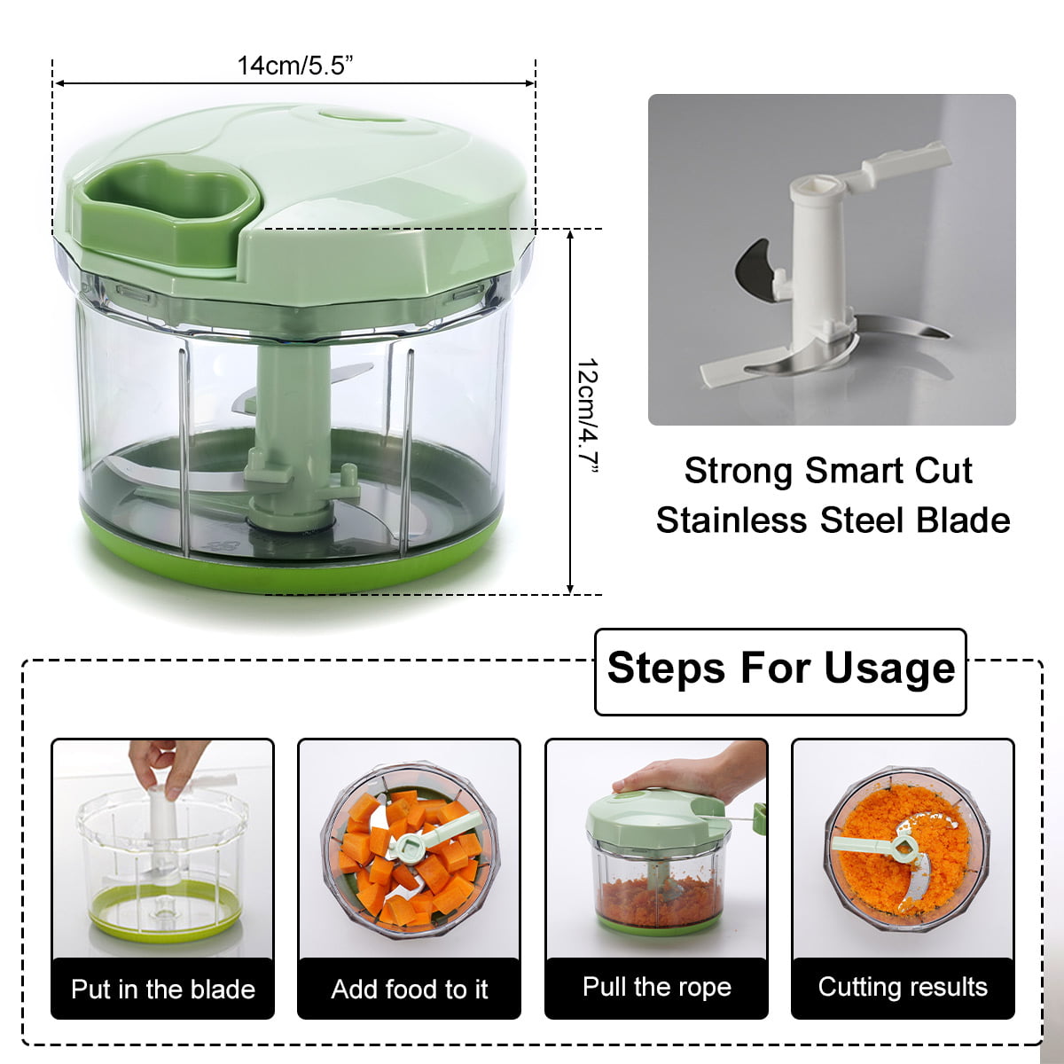 Crank Chop Food Chopper and Processor Deluxe with Japanese Blades - Chop Dice Puree Vegetables Onions Tomatoes Garlic Me