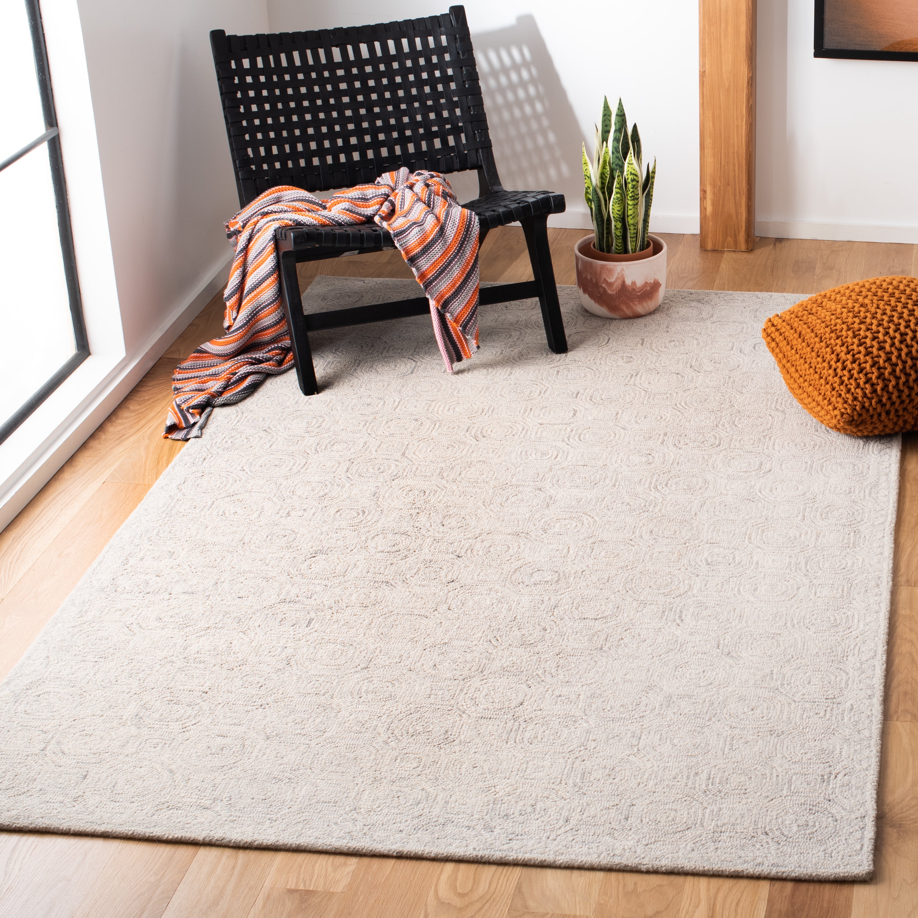 SAFAVIEH Micro-Loop Constantine Geometric Area Rug, Silver/Grey, 3' x 5'