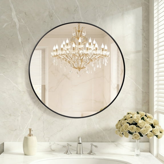 Round Wall Mirror, Bathroom Mirrors for Over Sink, Circle Mirror for Bathroom, Entryway, Bedroom, Vanity