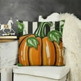 thumbnail image 2 of YINGXI Thanksgiving Fall Pumpkin Decorative Throw Pillow Covers, Check Stripes Cushion Case Decor, Orange Home Sofa Couch Decoration 22x22in, 2 of 5