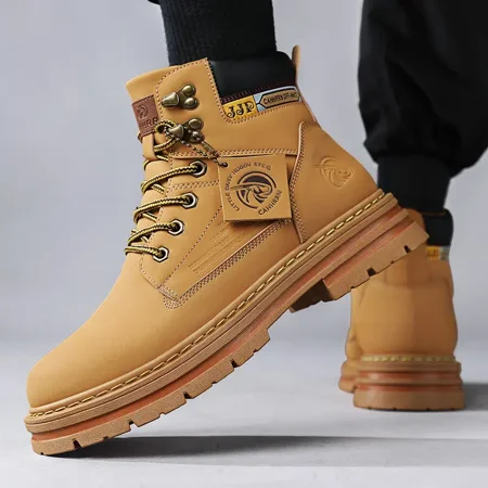 

Men‘s 2022 New High Top Rhubarb Boots Martin Boots Tooling Boots Big Toe Shoes Winter Boots Leather Shoes Black