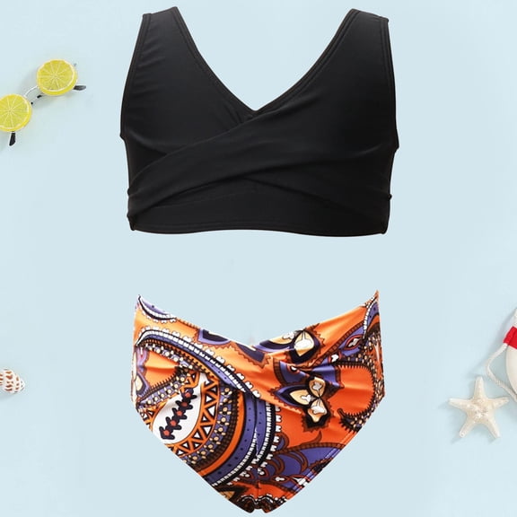 Baby Swimsuit Girl Girl's Two Piece Upf 50 Sun Rash Guard Bikini Set with Swim Shorts Toddler Girl Bathing Suit Black 18-24 Months
