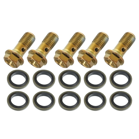 Unique Bargains 5 Set M10x1.25 Oil Drain Plug Oil Drain Bolt Screw with 5 Washer Universal for Car Motorcycle Gold Tone