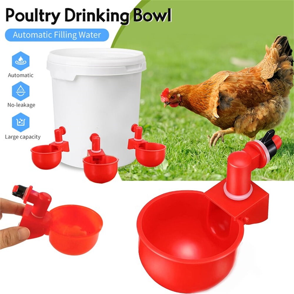 20 Pack Poultry Water Drinking Cups-Chicken Hen Automatic Drinkers Container Red 