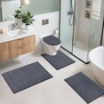thumbnail image 2 of MeyJey Juego de 4 Tapetes de Baño, Tapetes de Baño, Tapete de Baño de Microfibra Antideslizante, Ultra Suave, con Contorno en Forma de U, Tapete de Baño para Baño, Ducha en el Suelo, Gris Oscuro, 2 of 15