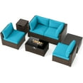 thumbnail image 1 of Gymax Set of 7 Patio Furniture Set 40000 BTU Gas Fire Pit Table Propane Tank Cover Table Turquoise, 1 of 9