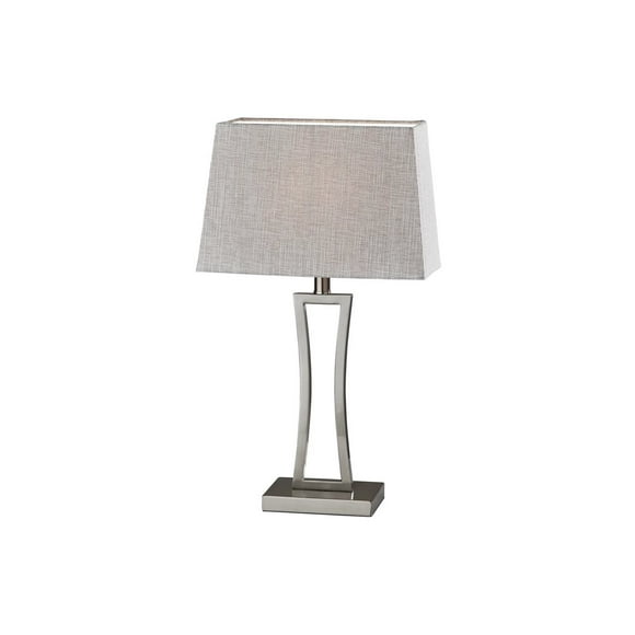 Simplee Adesso Camila - Table lamp - 1 socket - E26 - brushed steel, gray/white lampshade (pack of 2)
