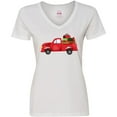 thumbnail image 3 of Inktastic Christmas Red Vintage Truck with Presents Women's V-Neck T-Shirt, 3 of 5