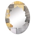 thumbnail image 2 of Designart "Intersecting Realities in Yellow and Grey I" Abstract Shapes Round Wall Mirror - Modern Oval Printed Decorative Oversized Mirror - Multiple Color Options, 2 of 4