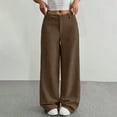 thumbnail image 6 of Mohiass Corduroy Pants Women Baggy Button High Waisted Wide Barrel Leg Lounge Pants Fall Business Casual Work Trousers with Pockets Brown S, 6 of 6