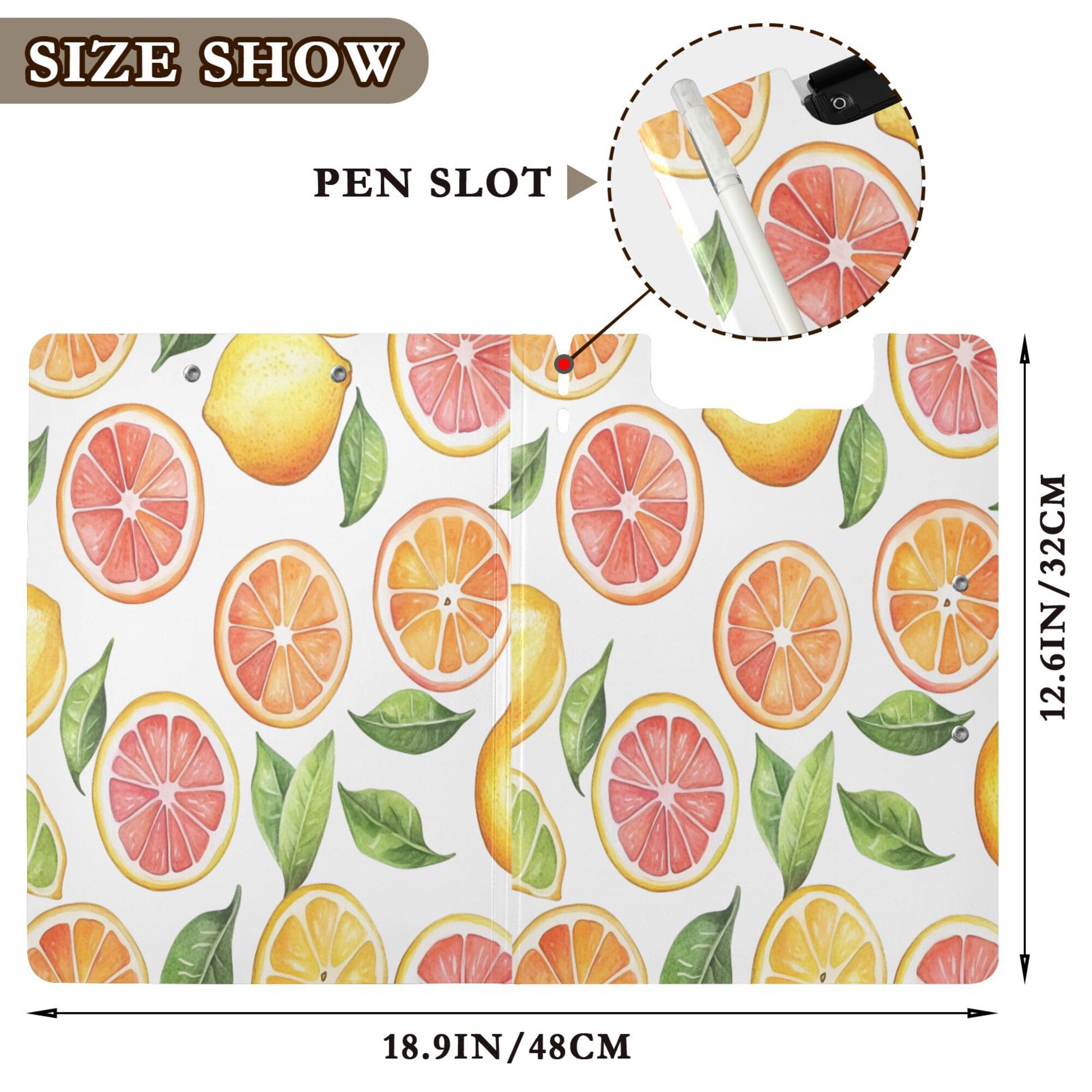 FORMRS A4 Clipboard Folder with Pen Holder Horizontal Foldable School Office Binder, Candy Orange
