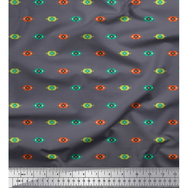 Soimoi Cotton Voile Fabric Aztec Small Fabric Prints by Yard 42 Inch Wide
