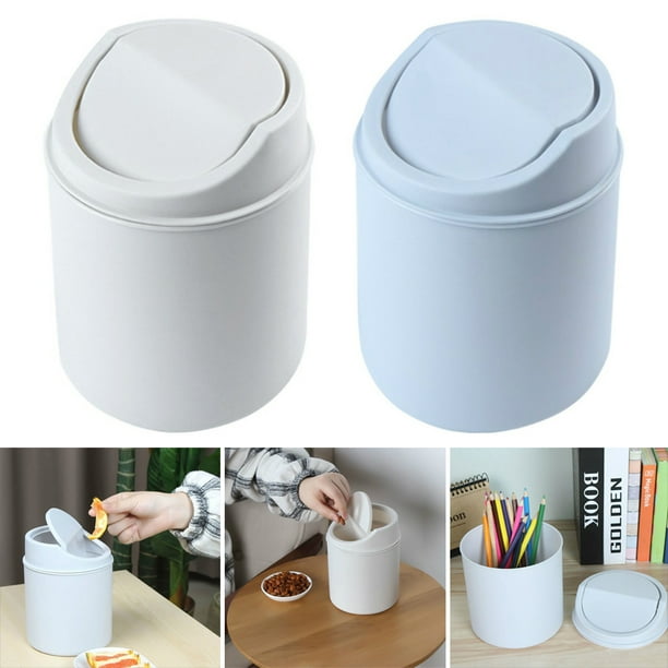 Countertop Mini Trash Can Swing Lid Removable Cover Table Wastebasket