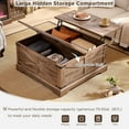 thumbnail image 5 of IFMUST Farmhouse Square Lift Top Coffee Table with Storage, Wood Center Table for Living Room, Light Brown, 5 of 6