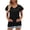 Black, variant on Ohufall Womens Tops! Women's Fashion Casual Spring And Summer Solid Double Layer Short Sleeve V-Neck Shirt Blouse T-shirt