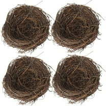 Moocorvic 4PCS Easter Artificial Bird Nest Rattan Woven Birdhouse for Crafts Home Party Wedding Patio Garden Yard Decor Brown 2.4Inches