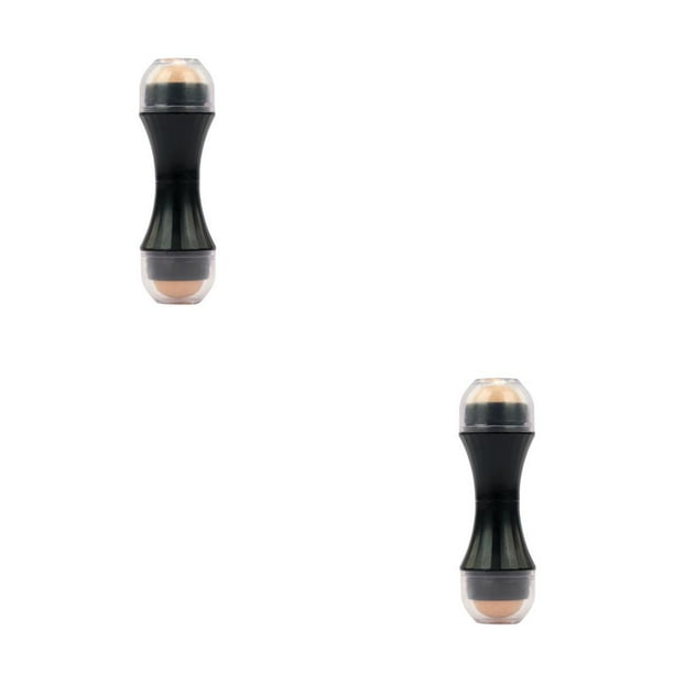 Minnieouse Masajeador de bolas de control de aceite de piedra Rodillo facial Herramienta de maquillaje para el cuidado de la piel Negro 2Conjunto