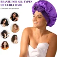 thumbnail image 3 of Gorro de dormir de satén con lazo para mujer, banda elástica, gorro de ducha de noche ajustable, cubierta de cabeza de cabello sólido, turbante de capó, 3 of 5