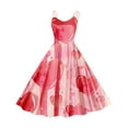 thumbnail image 2 of Viikei Womens Dresses Summer Clearance,Women's Casual Slip Short Sleeve Dress,Women's Valentine's Day Love Printed Cute Retro Strap Dress Red L, 2 of 3