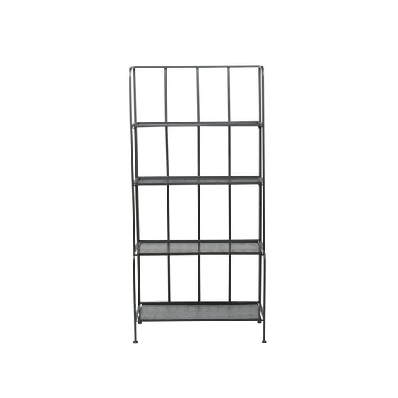 DecMode 24" x 49" Black Metal Indoor Outdoor Tall Folding 4 Shelves Bakers Rack, 1-Piece