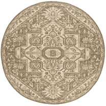 SAFAVIEH Linden Georgene Medallion Indoor/Outdoor Area Rug, Cream/Beige, 4' x 4' Round