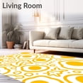 thumbnail image 2 of ODIKA 3'x5' Machine Washable Non-Slip Area Rug, Whimsical Sunny Side Motif with Playful Cartoon High Traffic Rug, Yellow, 721991, 2 of 7