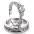 thumbnail image 5 of Silver & Stone Jewels White Gold Finish Ring Set CZ Engagement & Band, Ideal Anniversary Gift, 5 of 6